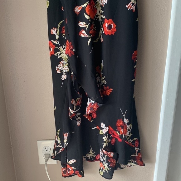 Floral Sleeveless Faux Wrap High Low Romper Dress - Picture 3 of 8